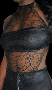 WEBBED&LACED HALTER